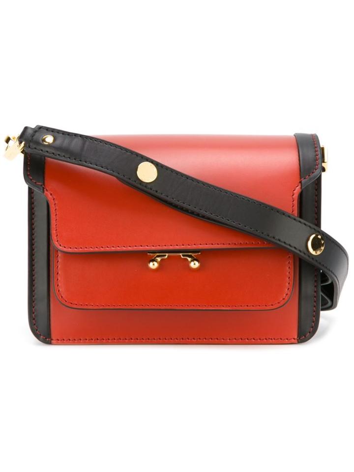 Marni Mini Trunk Shoulder Bag, Women's, Brown, Calf Leather