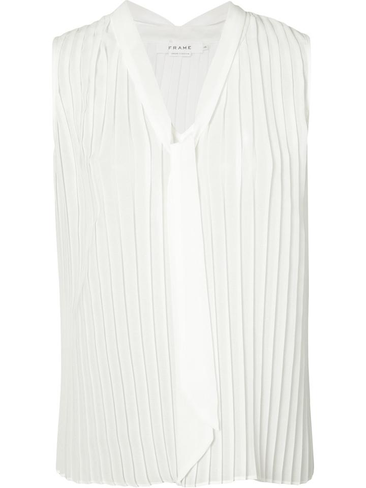 Frame Denim - Pleated Sleeveless Top - Women - Polyester - M, Women's, White, Polyester