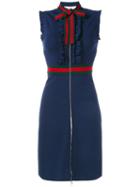 Gucci Sleeveless Ruffled Detailing Dress, Women's, Size: Xs, Blue, Viscose/polyamide/spandex/elastane