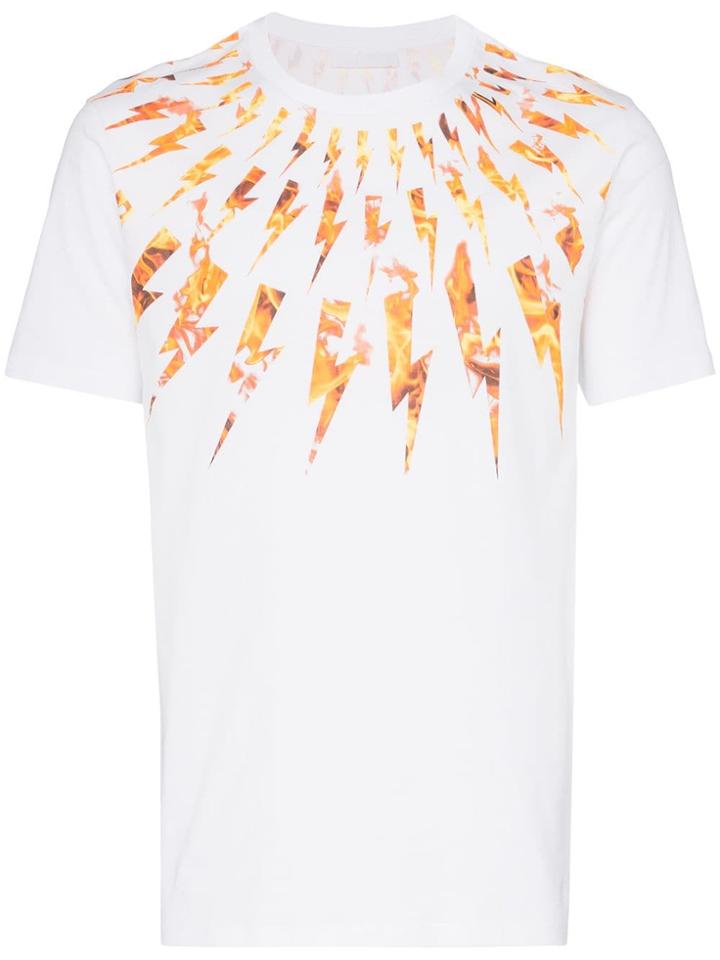 Neil Barrett Flame Bolt Print T-shirt - White
