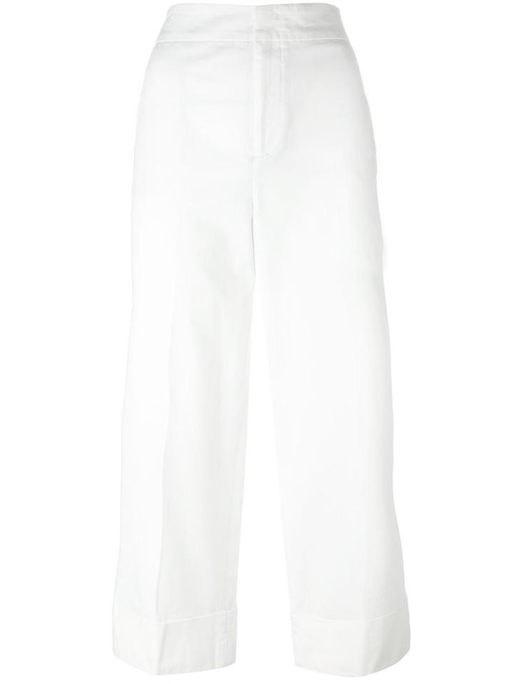 Pt01 Flared Cropped Trousers, Women's, Size: 40, White, Cotton/spandex/elastane