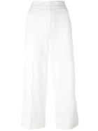 Pt01 Flared Cropped Trousers, Women's, Size: 40, White, Cotton/spandex/elastane