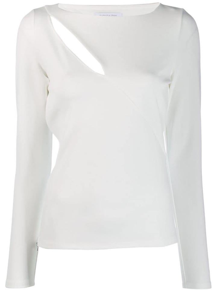 Patrizia Pepe Stretch Fit Slit Top - White