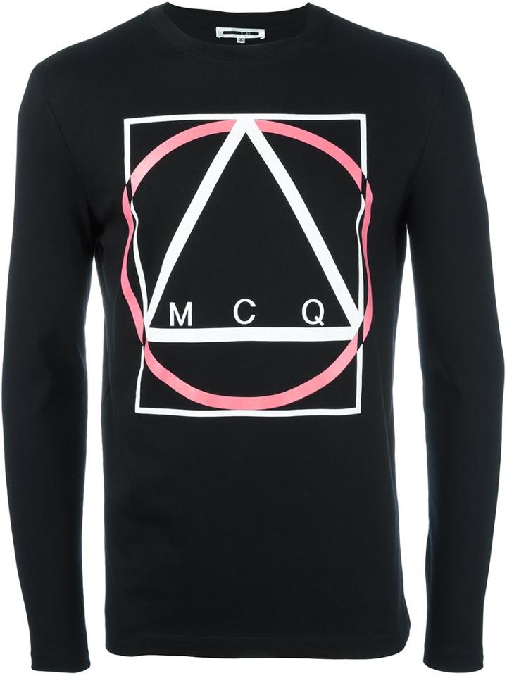 Mcq Alexander Mcqueen Multi Geo Print T-shirt, Men's, Size: Medium, Black, Cotton