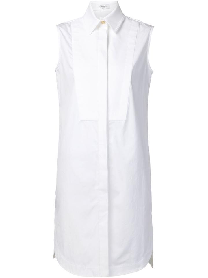 Ports 1961 Front Bib Sleeveless Shirt Dress, Women's, Size: 42, White, Cotton/spandex/elastane