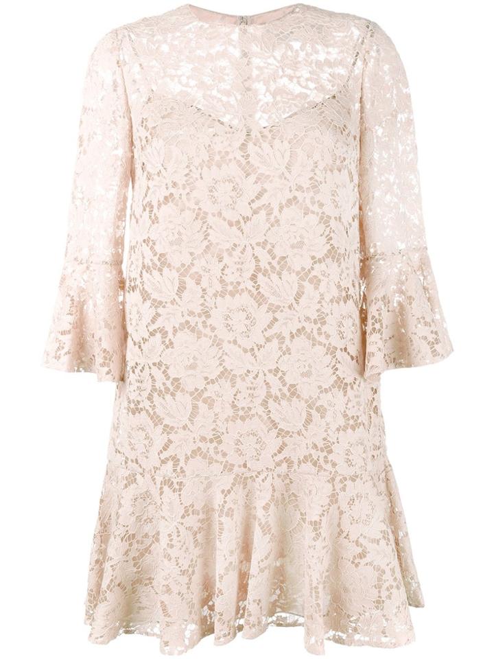 Valentino Heavy Lace Mini Dress - Pink & Purple