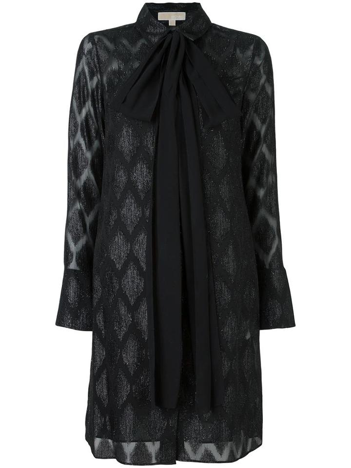 Michael Michael Kors Fil Coupé Bow Dress, Women's, Size: 4, Black, Polyester