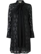Michael Michael Kors Fil Coupé Bow Dress, Women's, Size: 4, Black, Polyester