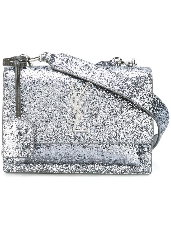 Saint Laurent Small 'sunset Monogram' Satchel, Women's, Grey