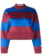 Adidas By Stella Mccartney Striped Cropped Sweatshirt, Women's, Size: Small, Red, Polyester/spandex/elastane