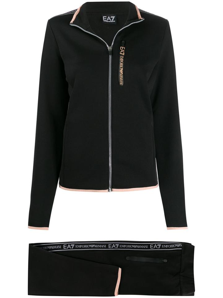 Ea7 Emporio Armani Logo-trimmed Tracksuit Set - Black