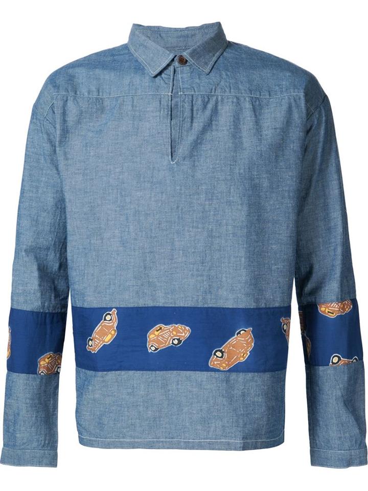 Visvim Embroidered Stripe Shirt, Men's, Size: 1, Blue, Cotton