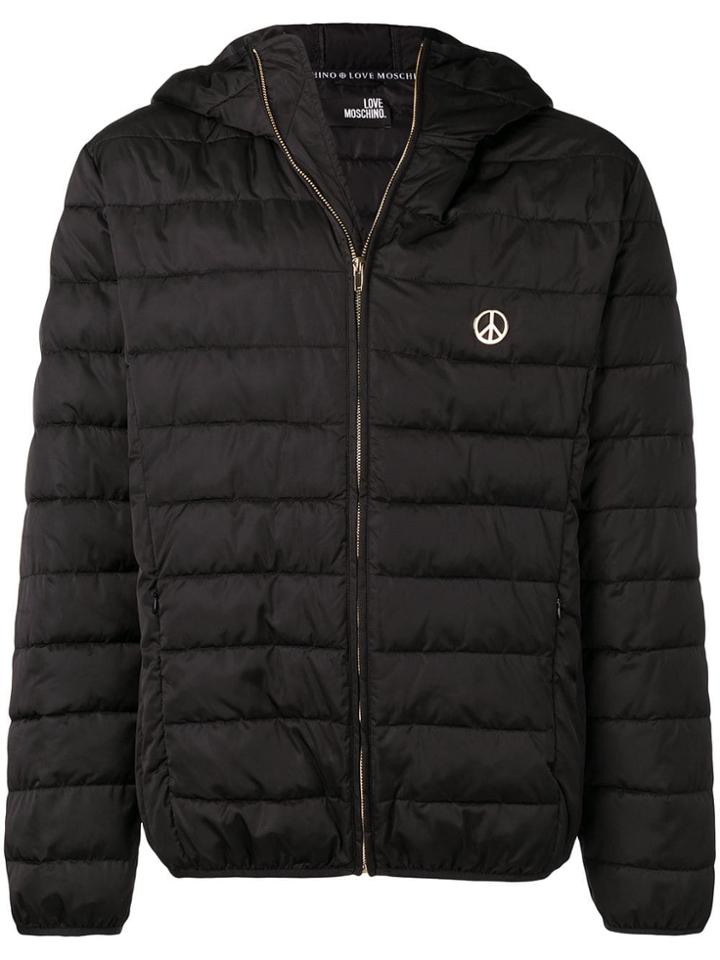 Love Moschino Logo Plaque Padded Jacket - Black
