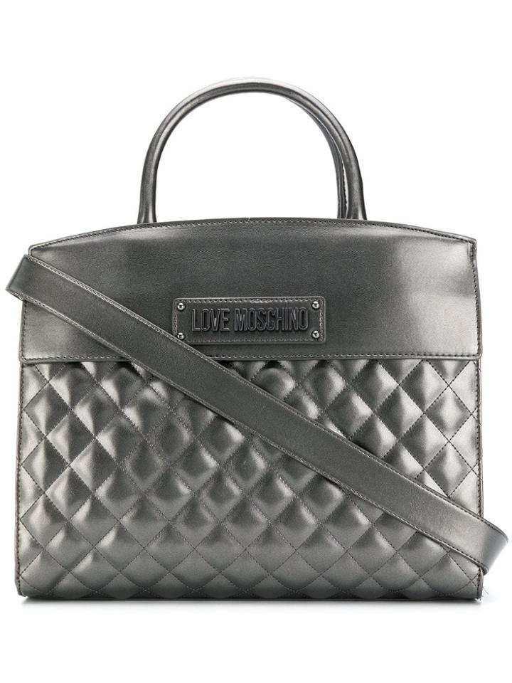 Love Moschino Logo Quilted Tote - Grey
