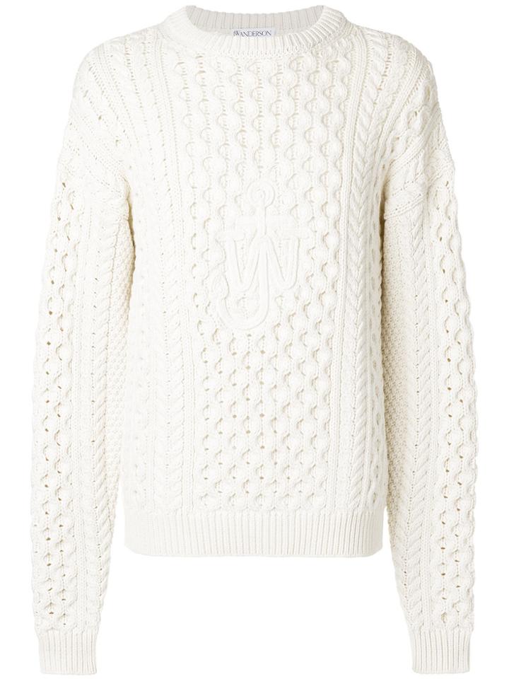 Jw Anderson Cable Knit Sweater - White