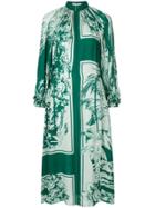 Tibi Floral Print Midi Dress - Green