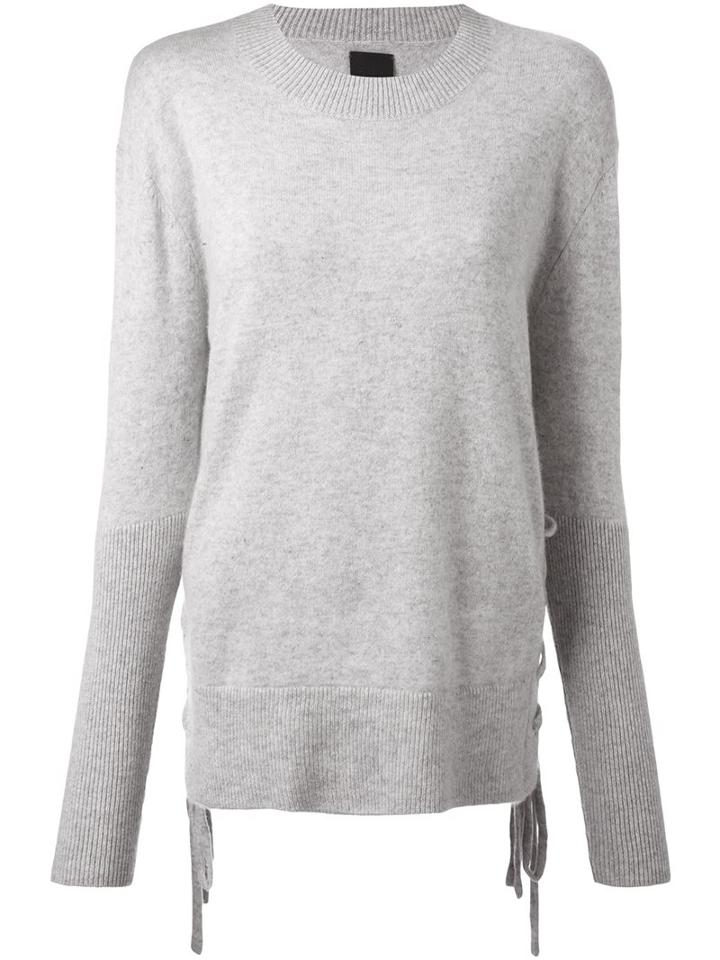 Road To Awe Lace Detail Long Sleeve Sweater, Women's, Size: Medium, Grey, Cashmere