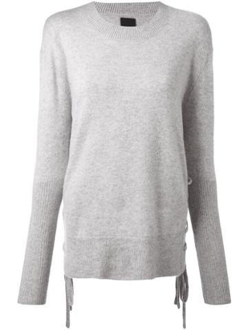 Road To Awe Lace Detail Long Sleeve Sweater, Women's, Size: Medium, Grey, Cashmere