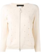 Fabiana Filippi Zip Front Cardigan, Women's, Size: 40, Nude/neutrals, Cashmere/silk/spandex/elastane