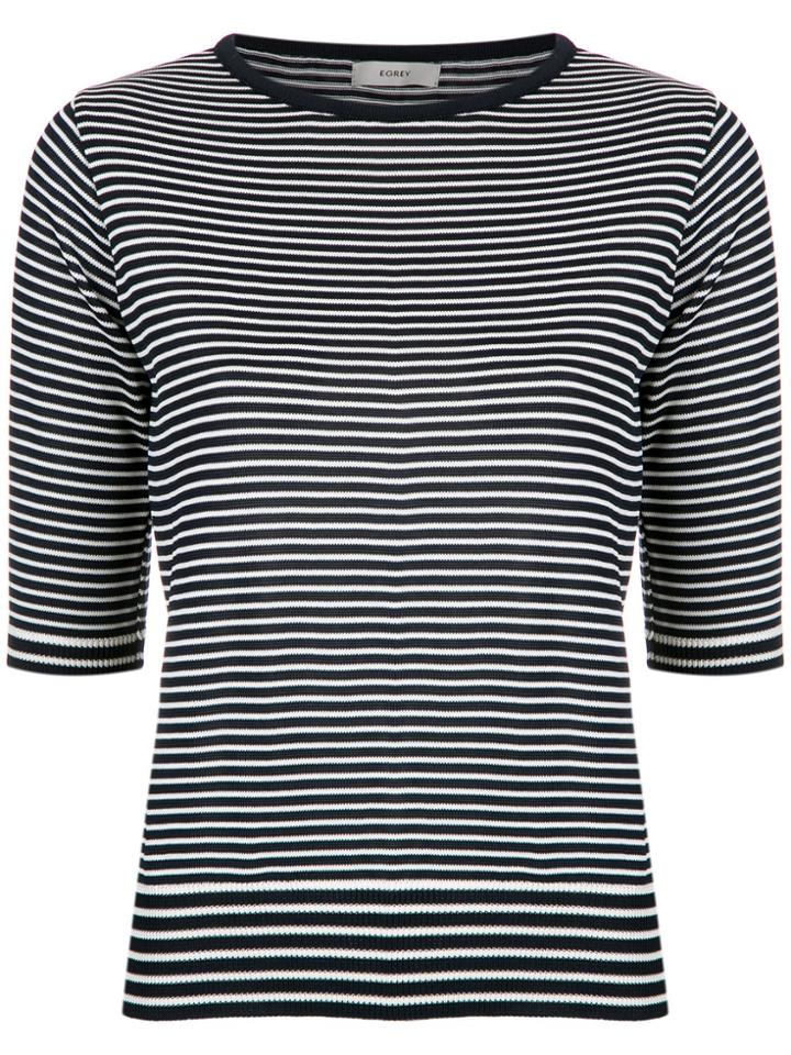 Egrey Striped Knit Blouse - Blue