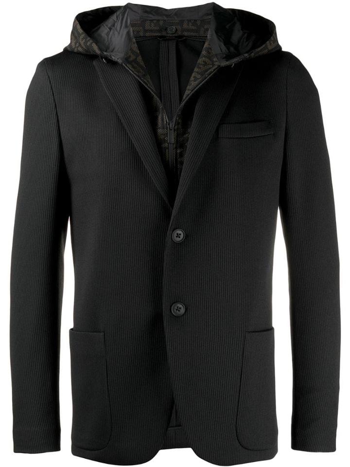 Fendi Hooded Jersey Blazer - Black