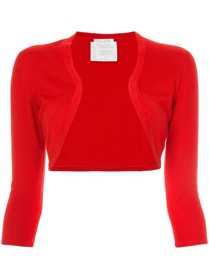 Oscar De La Renta Cropped Bolero - Red