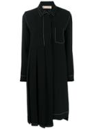Marni Pleated Panel Shirt Dress - Black