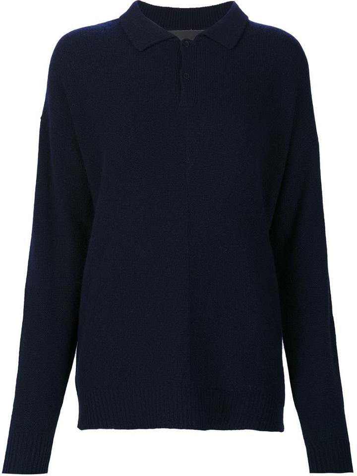 The Elder Statesman Front Plaket Pullover, Women's, Size: Xs, Blue, Cashmere
