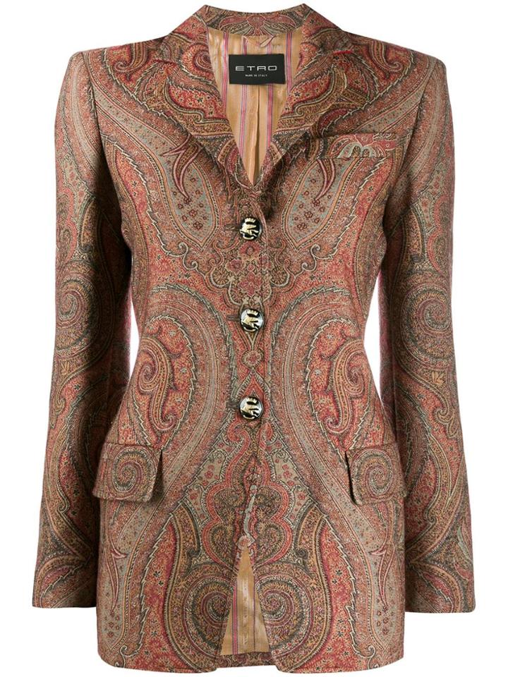 Etro Single-breasted Paisley Blazer - Brown