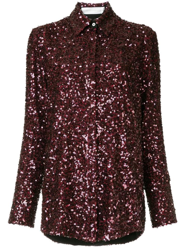 Victoria Victoria Beckham Sequin Embellished Shirt - Red