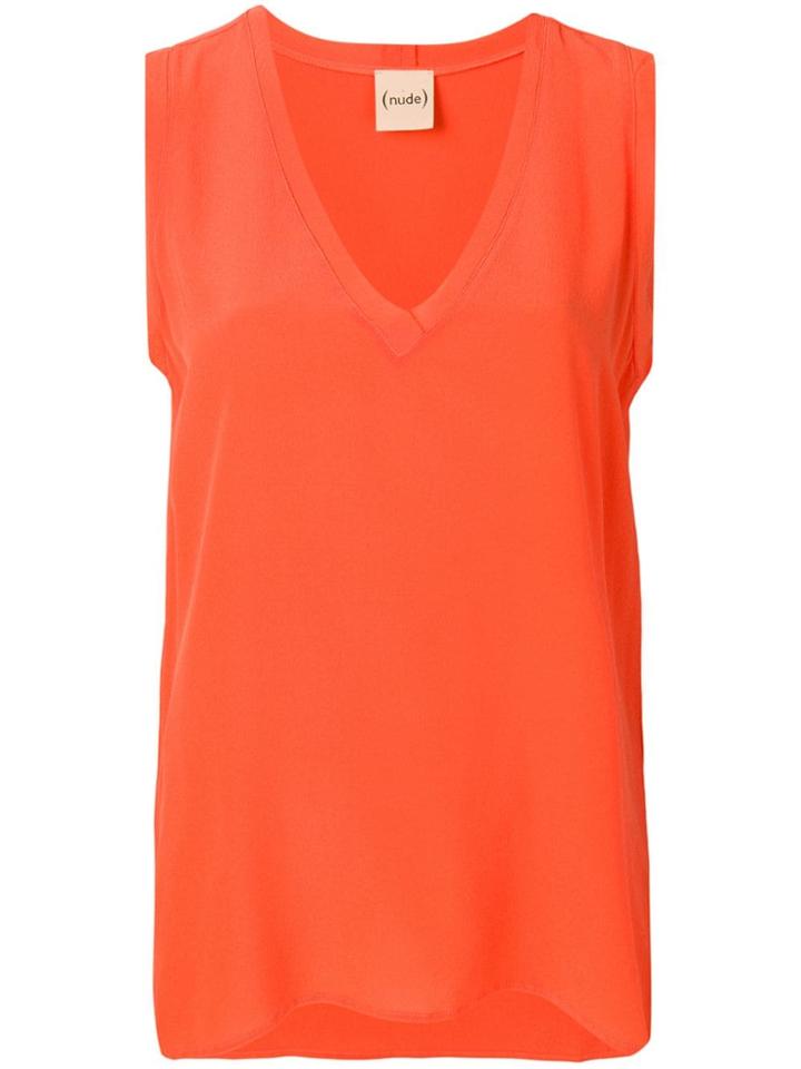 Nude V-neck Top - Orange