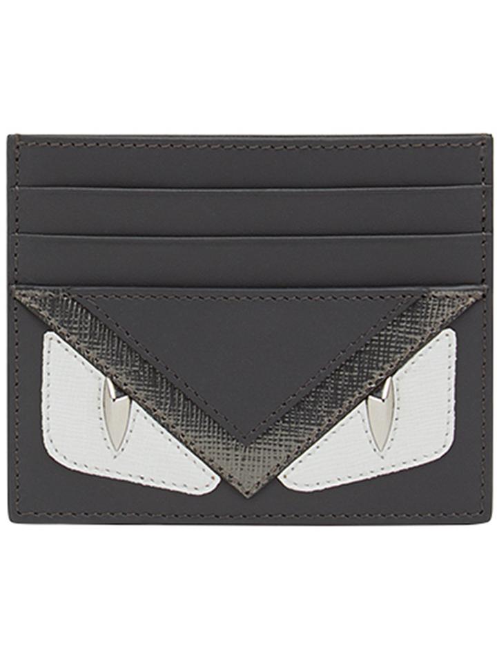 Fendi Bag Bugs-appliqué Card Holder - Grey