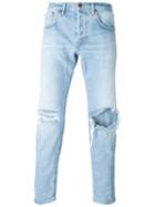 +people Ripped Straight Leg Jeans, Men's, Size: 33, Blue, Cotton