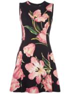 Dolce & Gabbana Tulip Print Mini Dress, Women's, Size: 42, Black, Wool/silk/spandex/elastane