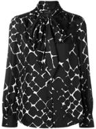 Marc Jacobs Abstract Diamond Pussy Bow Shirt - Black