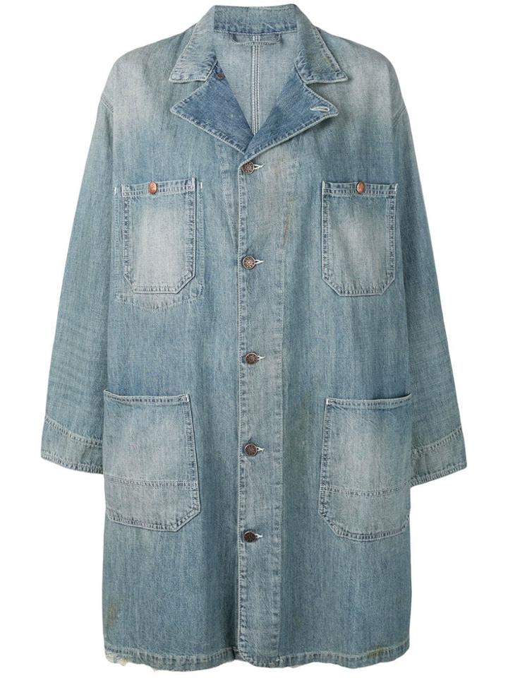 6397 Distressed Denim Coat - Blue