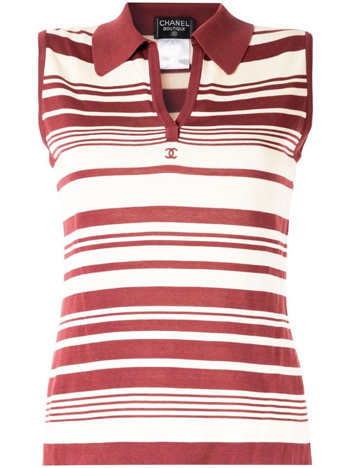 Chanel Pre-owned Cc Logo Striped Sleeveless Top - Yellow