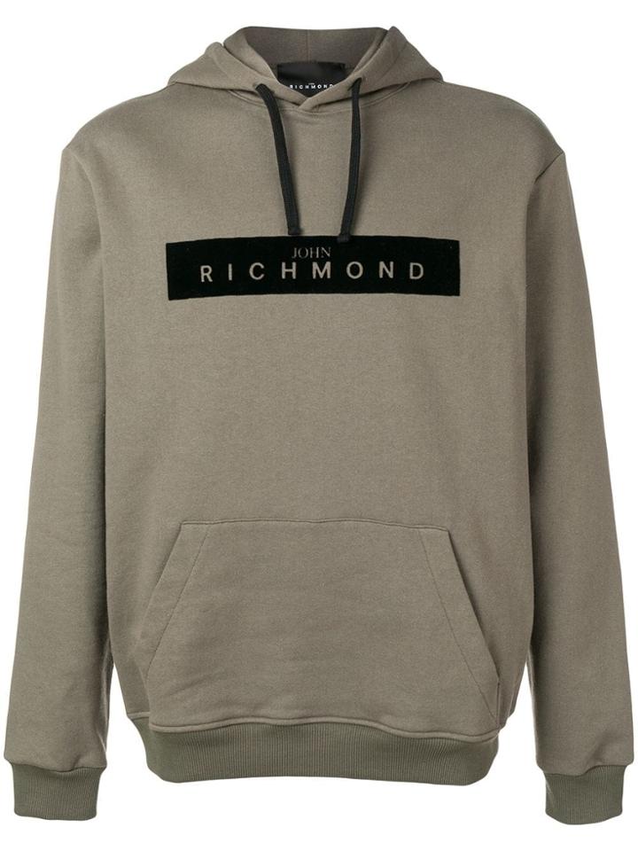 John Richmond Logo Panel Hoodie - Green
