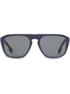 Burberry Eyewear Icon Stripe Detail Square Frame Sunglasses - Black