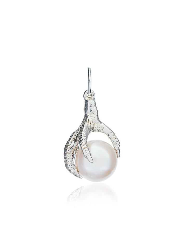 Maria Nilsdotter Gold Plated Silver Pearl Claw Earring - Metallic