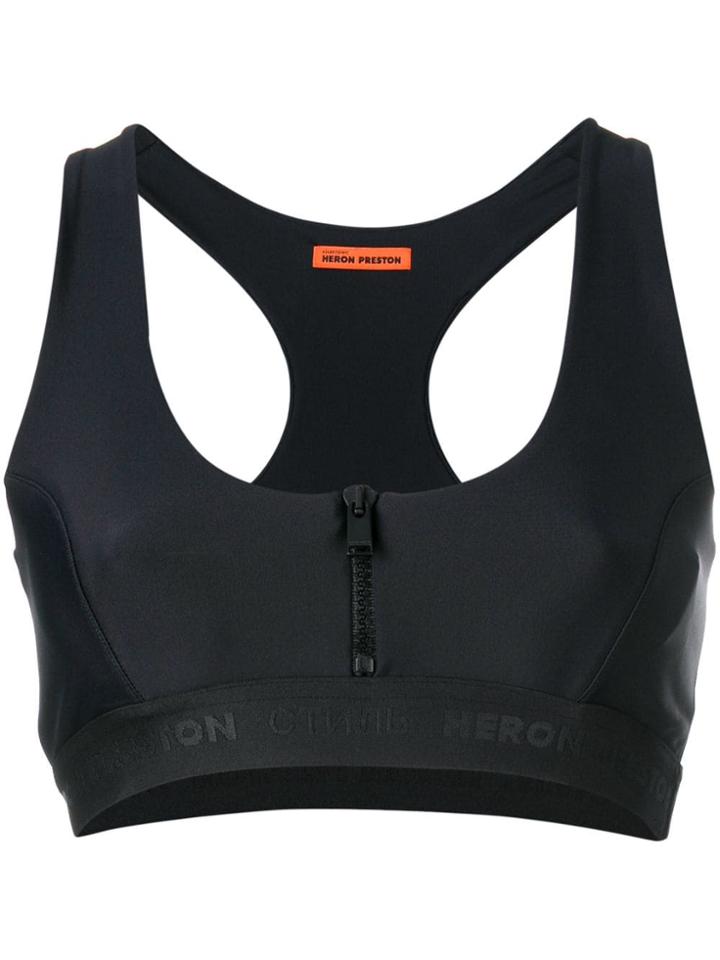 Heron Preston Zip-up Bra Top - Black