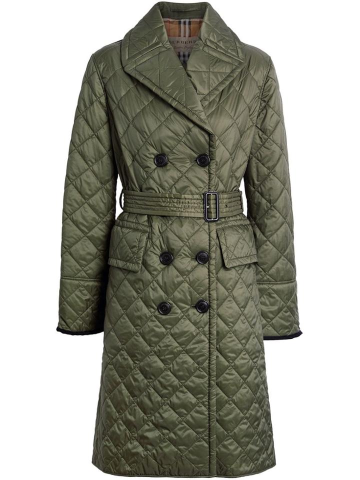 Burberry Lightweight Diamond Quilted Coat - Green