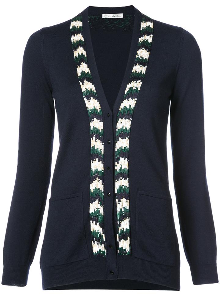 Oscar De La Renta Embroidered Cardigan - Blue