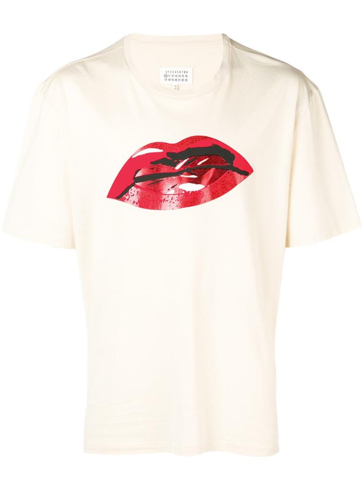 Maison Margiela Metallic Lip Print T-shirt - Yellow
