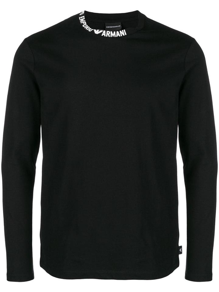 Emporio Armani Logo Round Neckline Top - Black