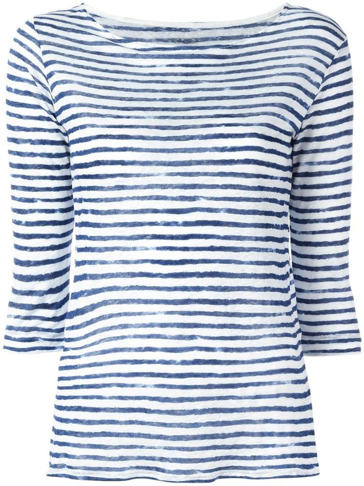 Majestic Filatures Striped T-shirt, Women's, Size: Iv, White, Linen/flax