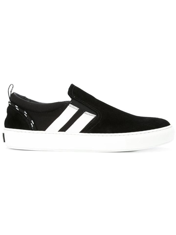 Msgm Laceless Striped Sneakers - Black