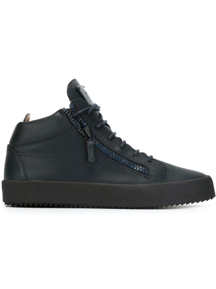 Giuseppe Zanotti Design Kriss Hi-top Sneakers, Men's, Size: 40, Blue, Leather/rubber