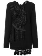 No21 Floral Appliqué Sweater, Women's, Size: 40, Black, Cotton/polyamide