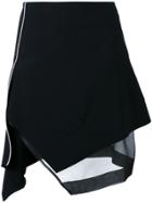 Mugler Asymmetric Contrast Piping Skirt - Black